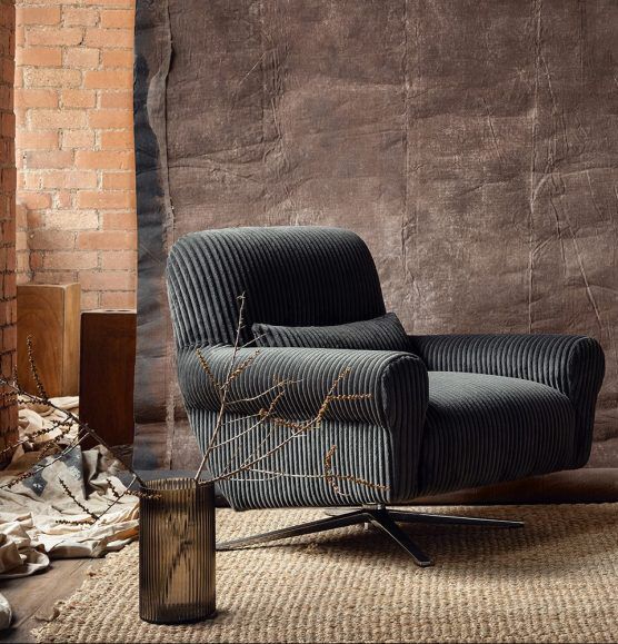 Alexander  James Lollipop Swivel Chair in Mogan Charcoal | Shackletons