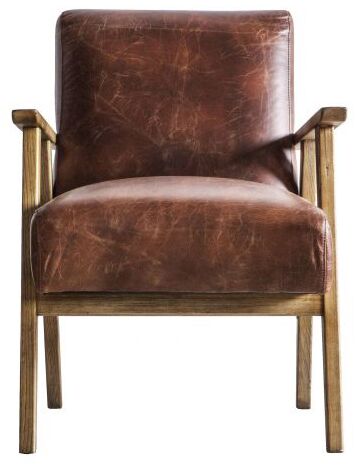 Gallery Direct Neyland Armchair Vintage Brown Leather | Shackletons