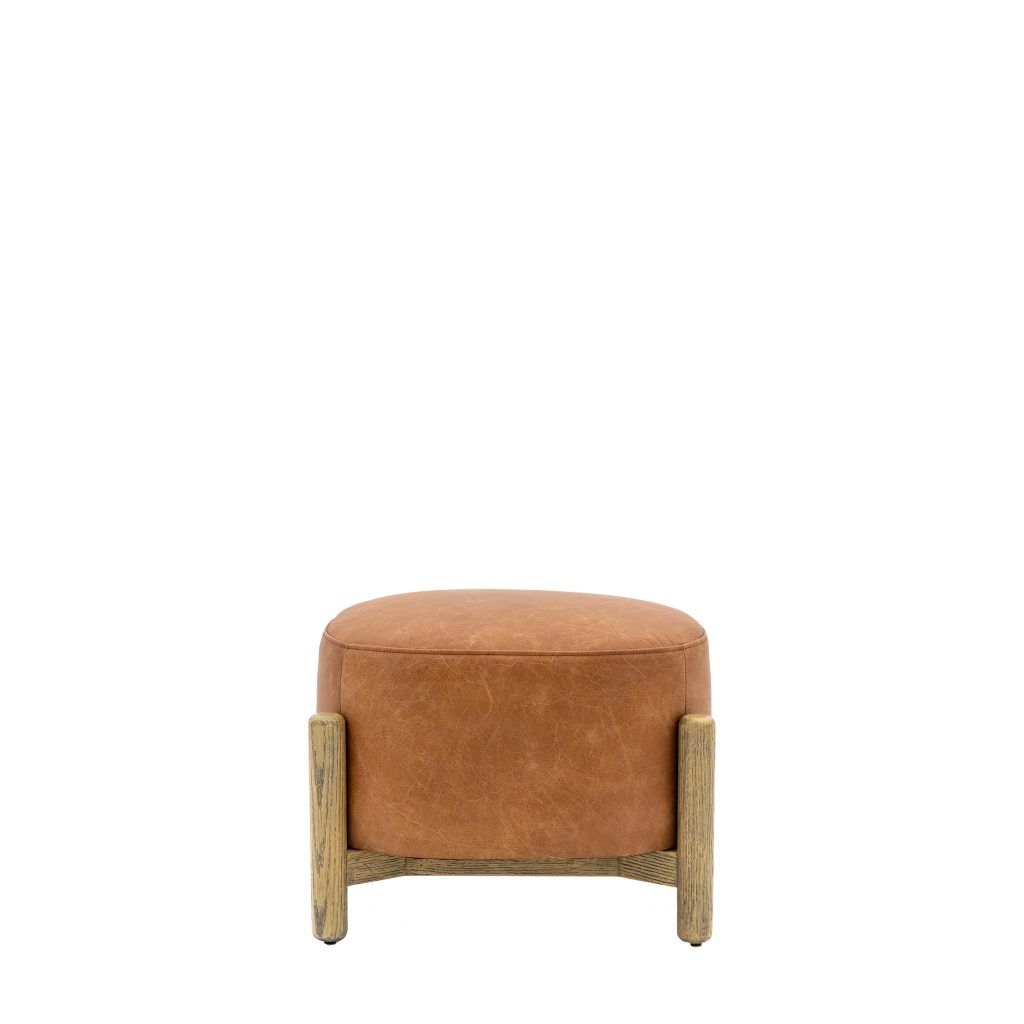 Gallery Direct Tindon Footstool Vintage Brown Leather | Shackletons