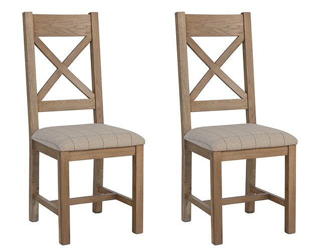 Pair of Kettle Interiors Parker Natural Cross Back Dining Chairs Natural Check | Shackletons