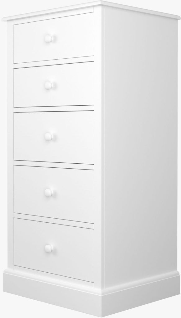 Laura Ashley Ashwell 5 Drawer Tall Chest in Cotton White | Shackletons