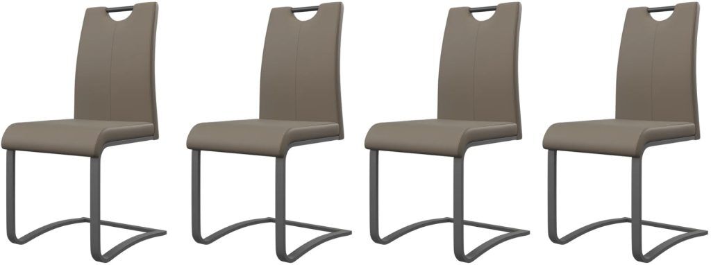 Set of 4 Torelli Gabi Leather Effect Dining Chairs with Grey Frame in Taupe | Shackletons