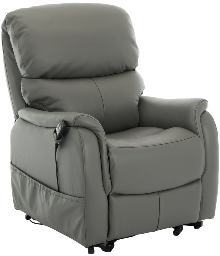 Normandy Riser Recliner Chair in Dark Grey Leather | Shackletons