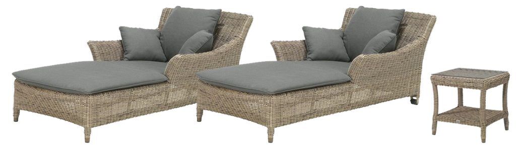 4 Seasons Outdoor Valentine Sunlounger Side Table Duo Set | Shackletons