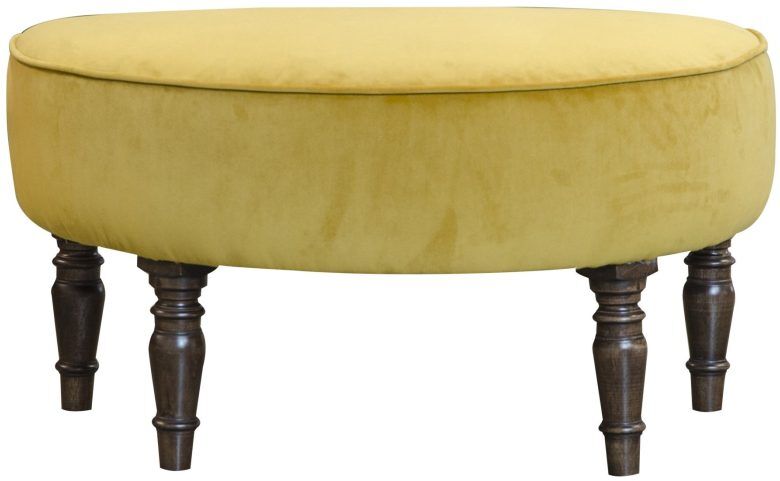 Alexander James Imogen D Foot Stool in Plush Turmeric | Shackletons