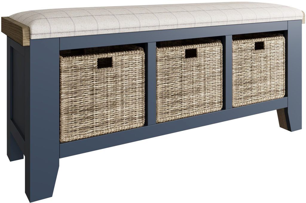 Kettle Interiors Parker Dining Blue Hall Bench | Shackletons