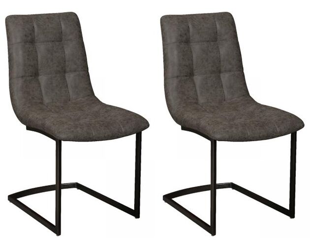 Pair of Carlton Furniture Hampton Chairs PU Grey | Shackletons