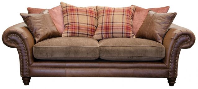 Alexander James Hudson Pillow Back 3 Seater Sofa Jin Brown | Shackletons