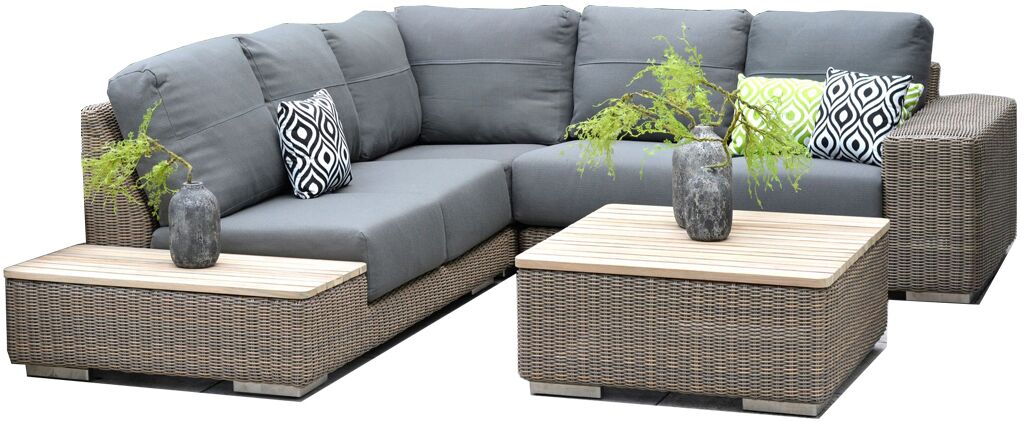 4 Seasons Outdoor Kingston Teak Corner Set in Pure Weave | Shackletons