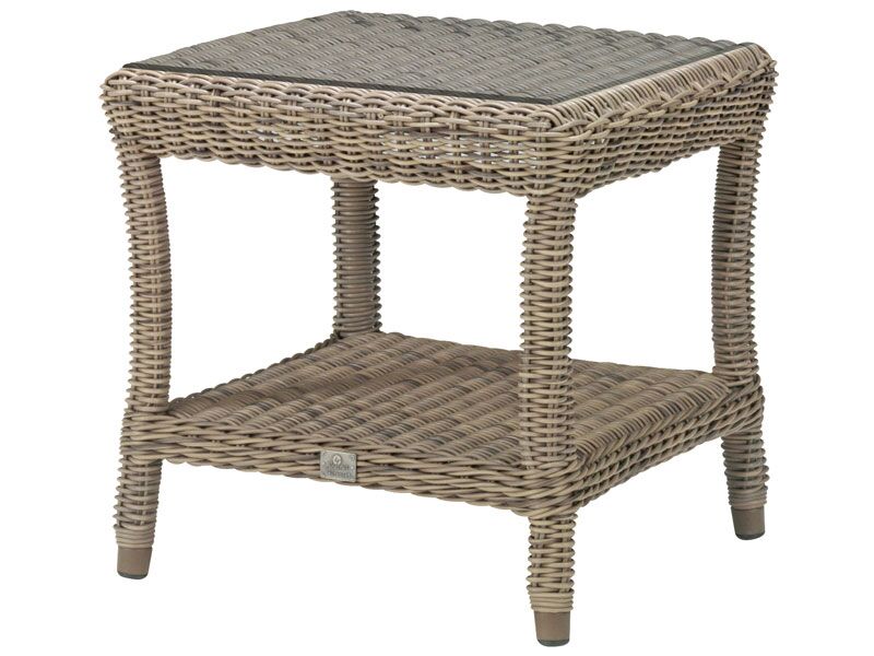 4 Seasons Outdoor Buckingham 60cm Square Side Table with Glass Top in Pure Weave | Shackletons