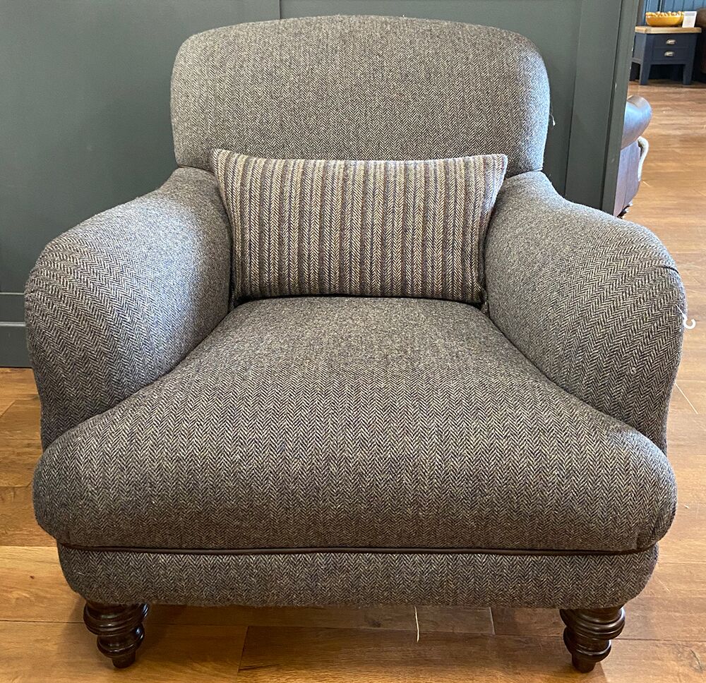 Tetrad Braemar Chair in Basalt Herringbone with Old Bard Piping | Shackletons