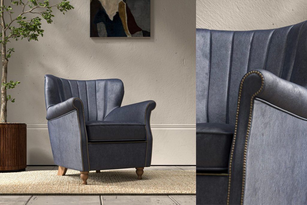 Alexander James Percy Chair in Kodak Blue Leather | Shackletons