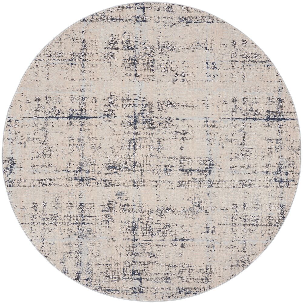 Nourison Rugs Rustic Textures Circular RUS06 Rug in Ivory Blue 16m x 16m | Shackletons