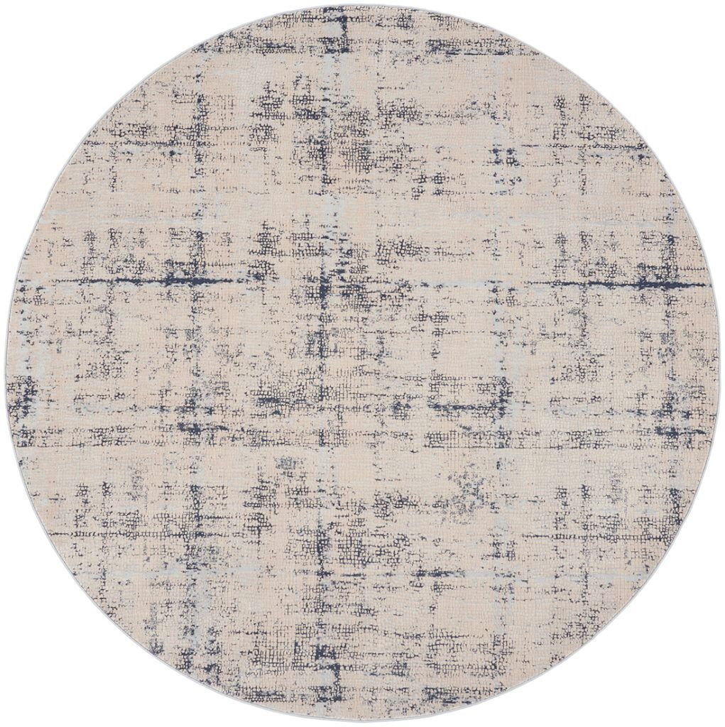 Nourison Rugs Rustic Textures Circular RUS06 Rug in Ivory Blue 24m x 24m | Shackletons