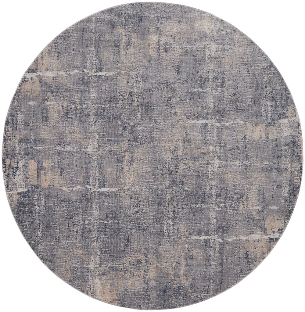 Nourison Rugs Rustic Textures Circular RUS06 Rug in Grey Beige 24m x 24m | Shackletons