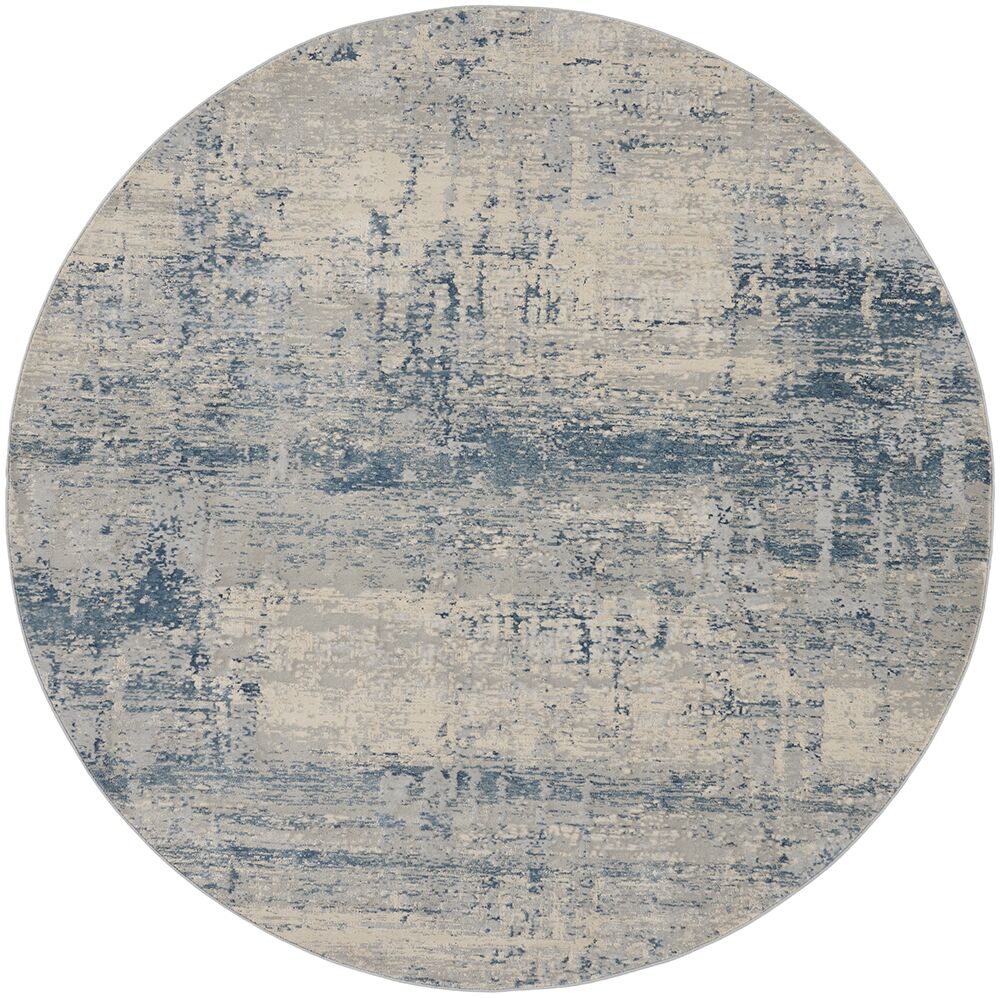 Nourison Rugs Rustic Textures Circular RUS10 Rug in Ivory Blue 16m x 16m | Shackletons