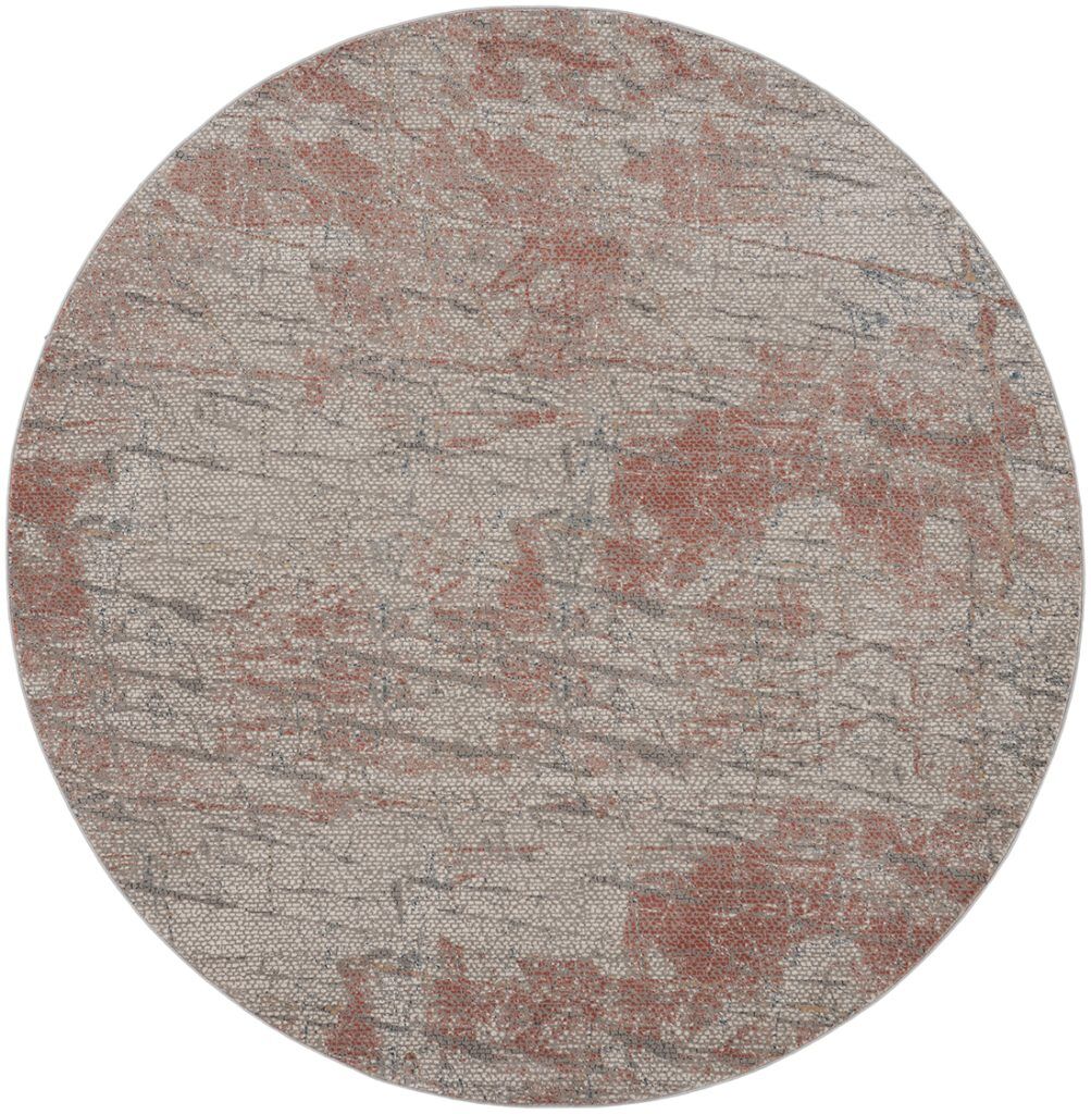 Nourison Rugs Rustic Textures Circular RUS15 Rug in Grey Rust 24m x 24m | Shackletons