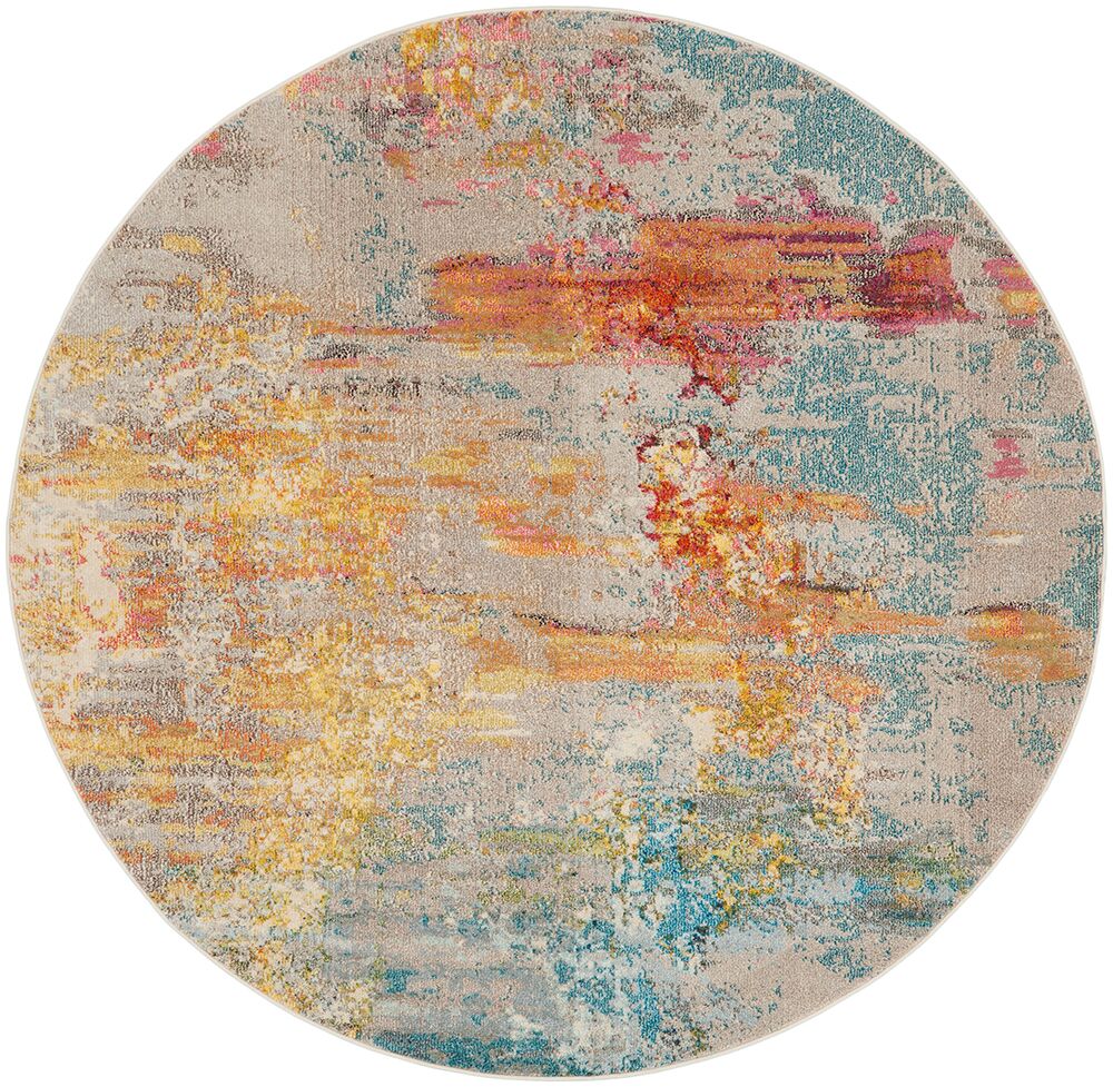 Nourison Rugs Celestial Round Rug 239m x 239m in Sealife | Shackletons