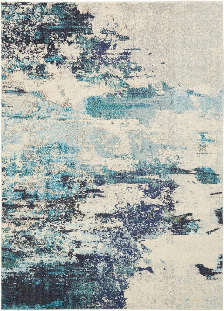 Nourison Rugs Celestial Rectangular Rug 18m x 119m in Ivory Teal Blue | Shackletons