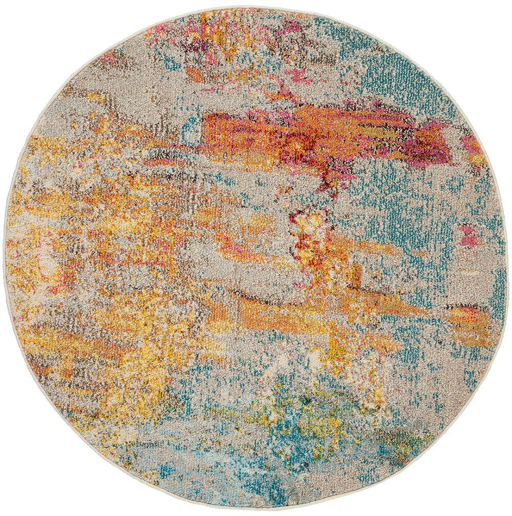 Nourison Rugs Celestial Round Rug 122m x 122m in Sealife | Shackletons