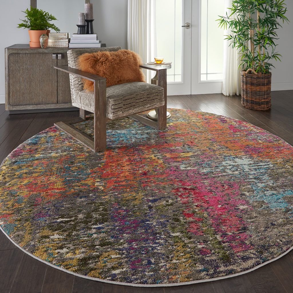 Nourison Rugs Celestial Round Rug 122m x 122m in Sunset | Shackletons