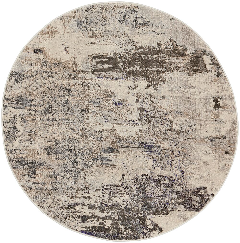 Nourison Rugs Celestial Round Rug 239m x 239m in Ivory Grey | Shackletons