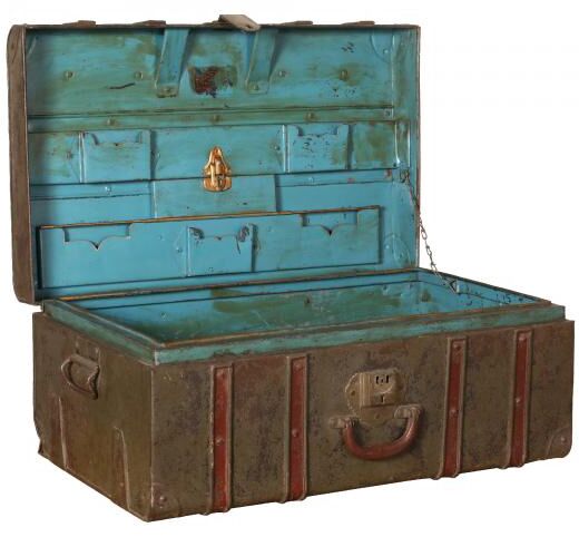 Carlton Furniture Metal Trunk with Natural Finish | Shackletons