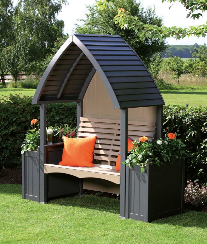 AFK Garden Products Cottage Arbour and Planter Set Charcoal and Nutmeg | Shackletons