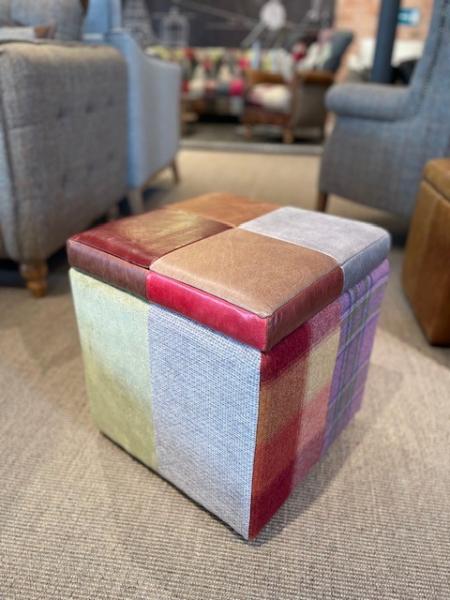 Vintage Sofa Company Patchwork Storage Cube with Leather Top | Shackletons