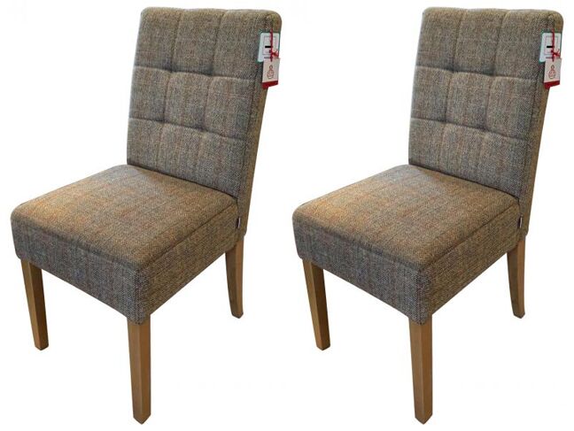 Pair of Carlton Furniture Colin Chairs 3 HTW Fabric Grey Oiled Legs | Shackletons