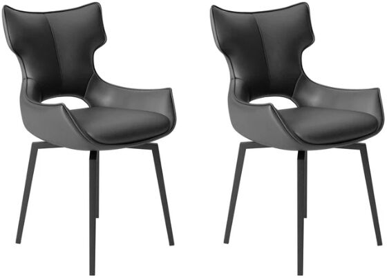 Set of 2 Torelli Rafaello Leather Effect Swivel Dining Chairs in Grey | Shackletons