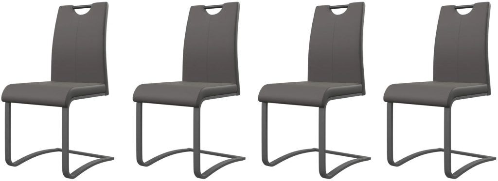 Set of 4 Torelli Gabi Leather Effect Dining Chairs with Grey Frame in Grey | Shackletons