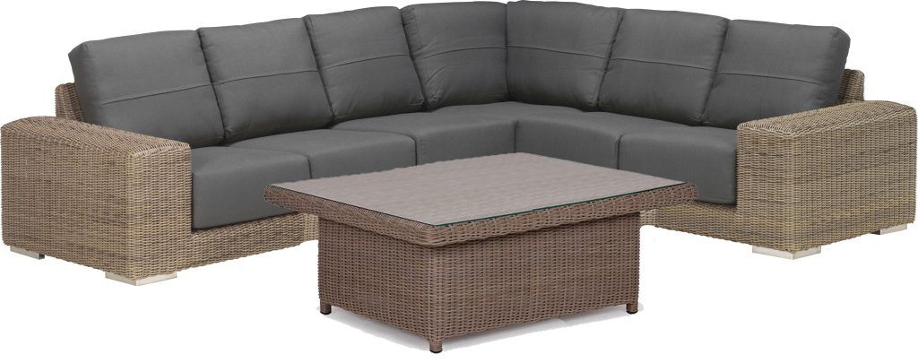 4 Seasons Outdoor Kingston Corner Set with 150cm x 90cm Hi Lo Denver Table | Shackletons