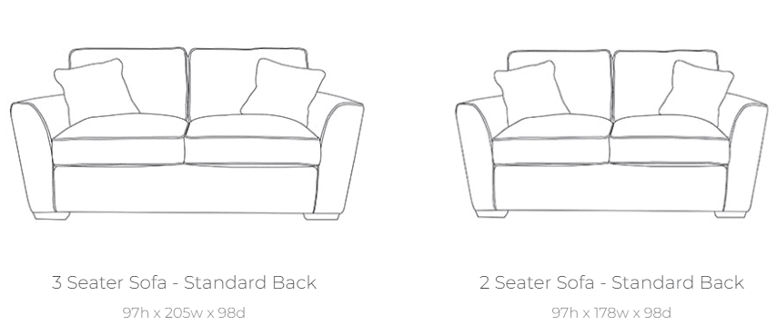 Bentley 3 and 2 Seater Sofa set Standard Back in Kingston Mink | Shackletons