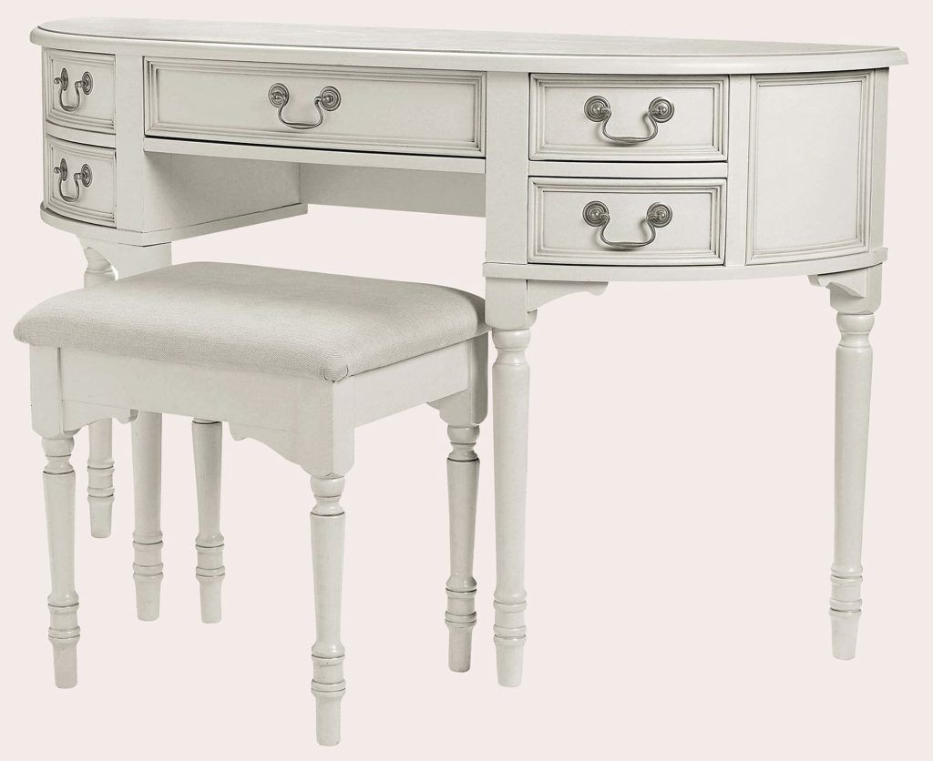 Laura Ashley Clifton 5 Drawer Dressing Table and Stool in Dove Grey | Shackletons