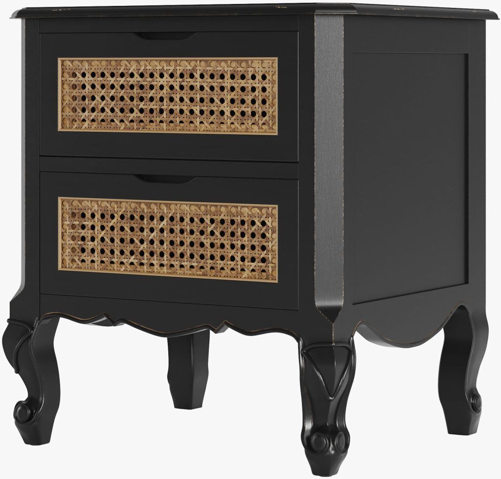 Laura Ashley Montpellier 2 Drawer Bedside Chest in Black | Shackletons