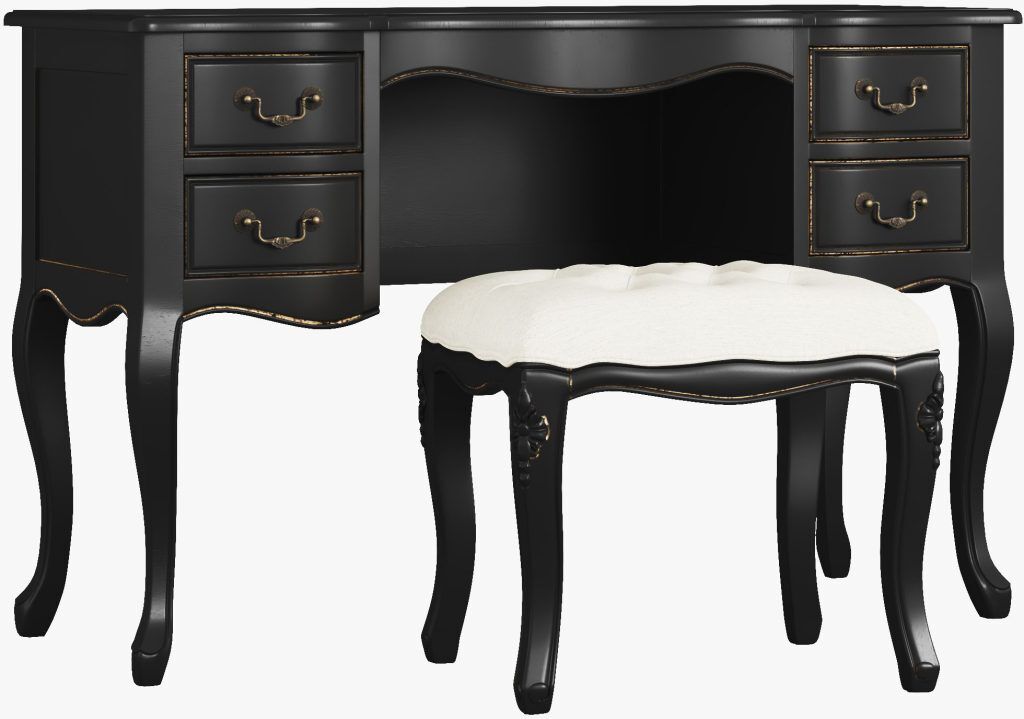 Laura Ashley Montpellier Dressing Table and Stool Set in Black | Shackletons