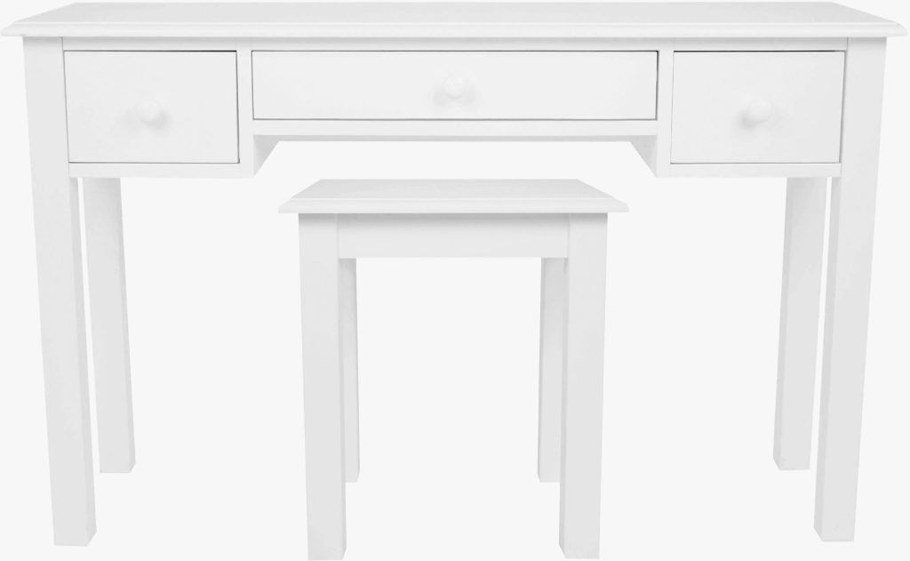 Laura Ashley Ashwell 3 Drawer Dressing Table Stool in Cotton White | Shackletons