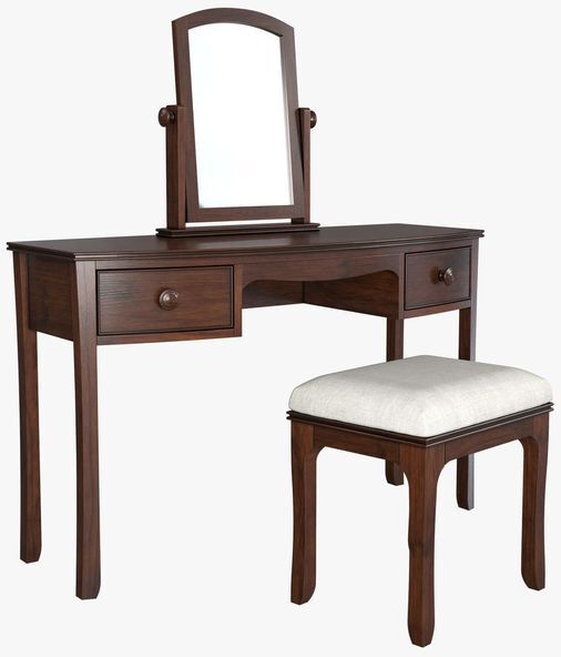 Laura Ashley Broughton 2 Drawer Dressing Table Set in Dark Finish | Shackletons