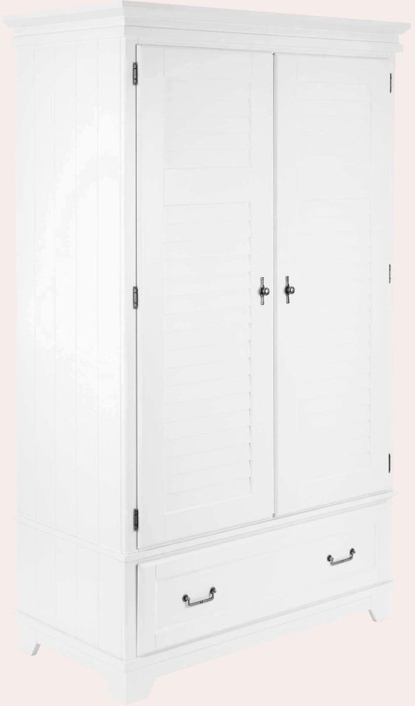 Laura Ashley Devon 2 Door 1 Drawer Louvred Wardrobe in White | Shackletons