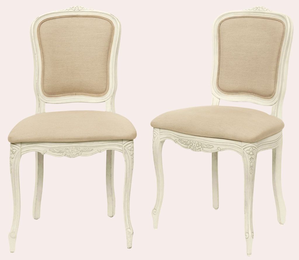 Laura Ashley Provencale Ivory Pair of Dining Chairs in Linen | Shackletons