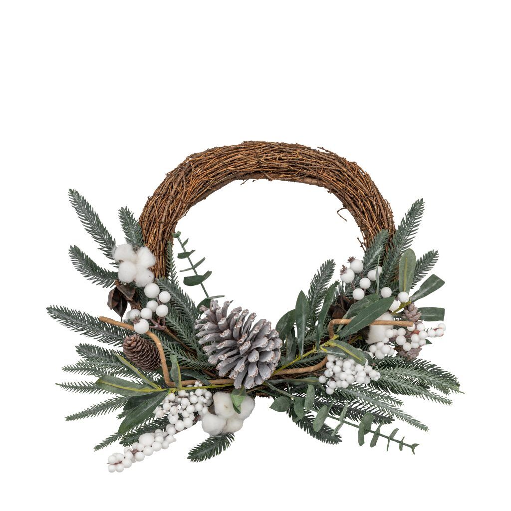 Gallery Direct Mixed Pine Cotton Wreath | Shackletons