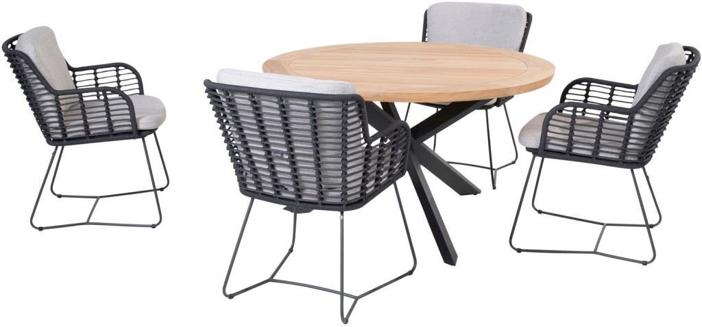 4 Seasons Outdoor Fabrice 4 Seat Round Teak Dining Set | Shackletons