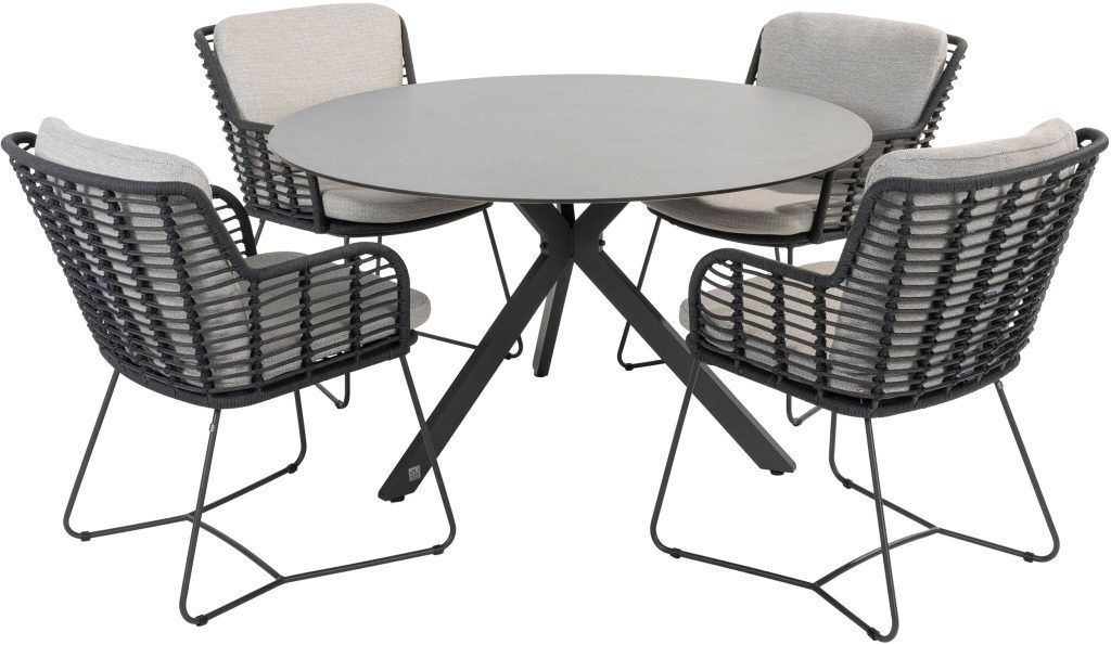 4 Seasons Outdoor Fabrice 4 Seat Round HPL Dining Set | Shackletons