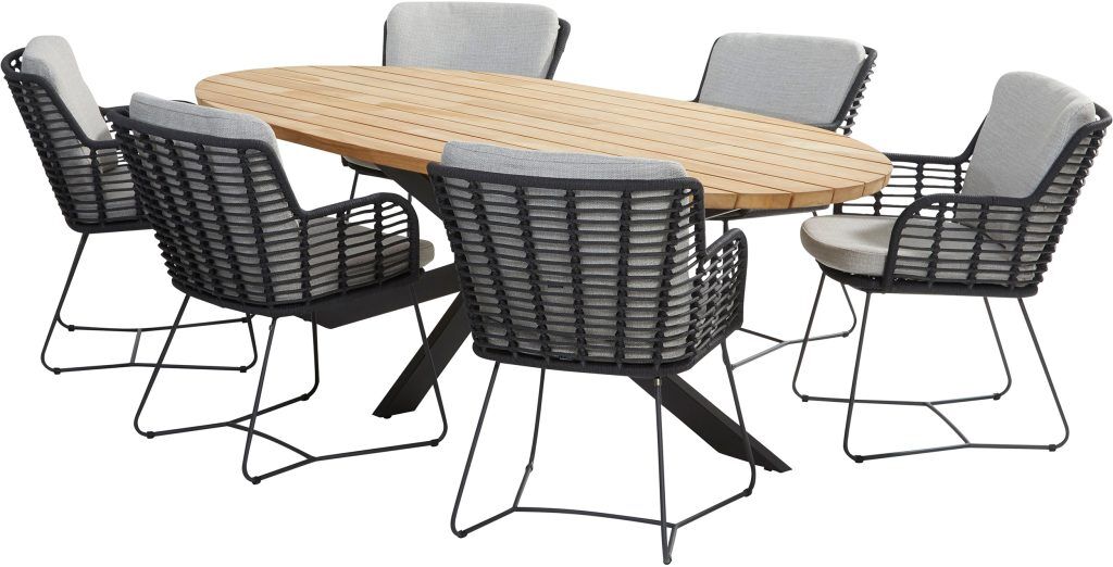 4 Seasons Outdoor Fabrice 6 Seat Elipse Dining Set | Shackletons