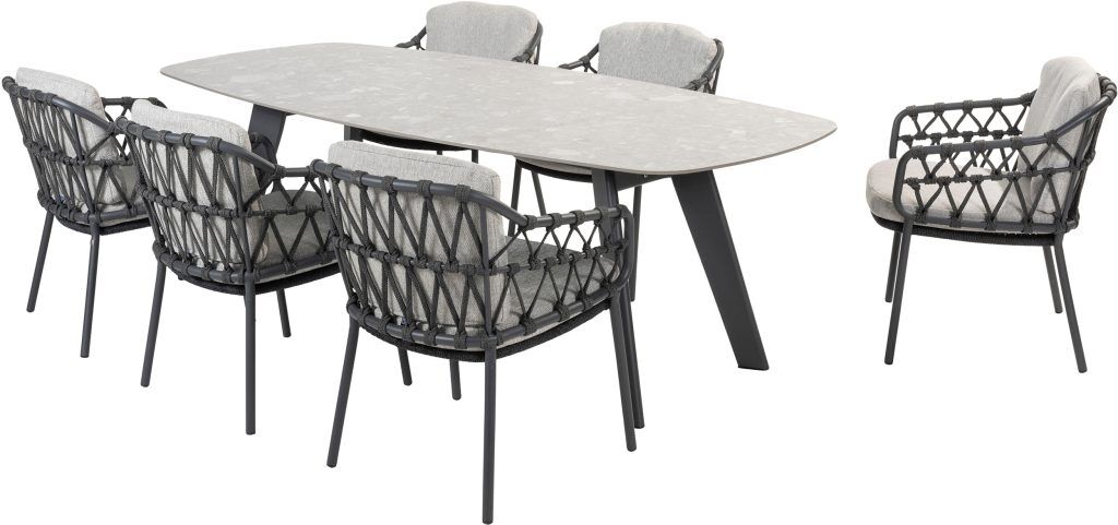 4 Seasons Outdoor Calpi 6 Seat Ceramic Dining Set | Shackletons