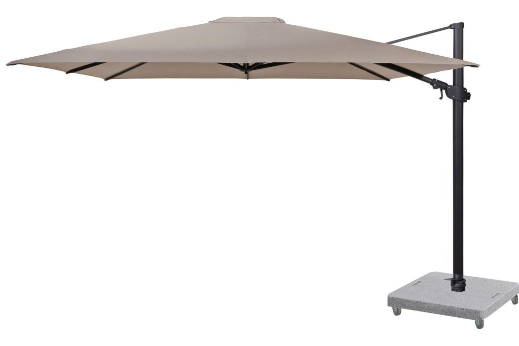 4 Seasons Outdoor Siesta 3m Square Taupe Parasol with 125kg Granite Base and Wheels | Shackletons