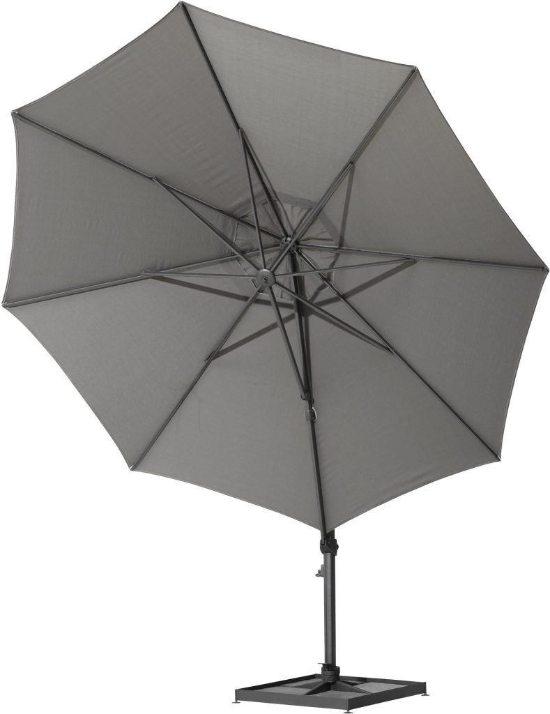 4 Seasons Outdoor Siesta 35m Round Charcoal Parasol with 125kg Granite Base and Wheels | Shackletons