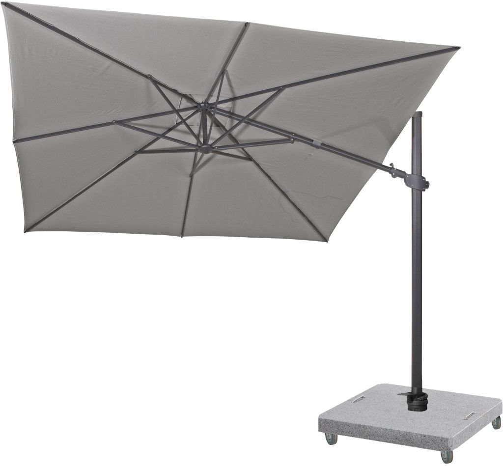 4 Seasons Outdoor Siesta Premium 3m Square Charcoal Parasol with 125kg Granite Base and Wheels | Shackletons