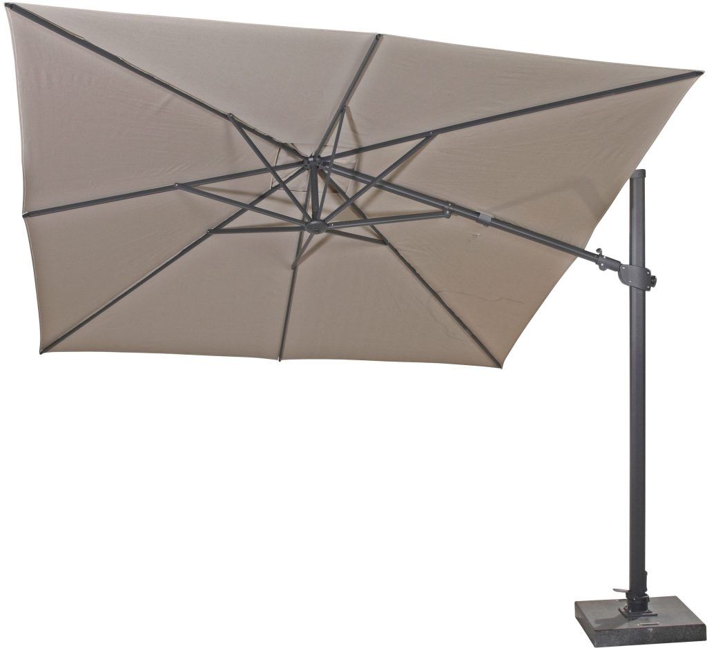 4 Seasons Outdoor Siesta Premium 3m Square Taupe Parasol with 125kg Granite Base and Wheels | Shackletons